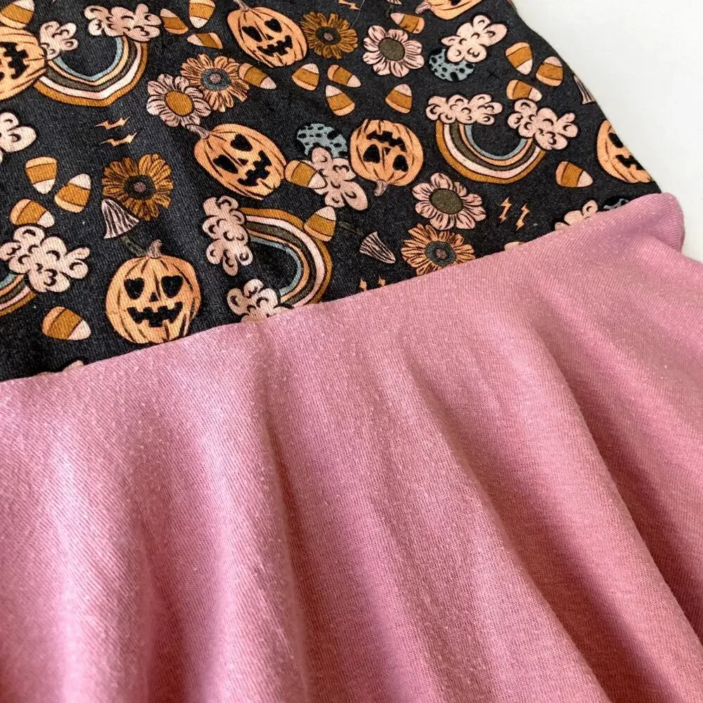Malia + Kai Halloween Fall Pumpkins Rainbows Floral Sleeveless Twirl Dress - 4T